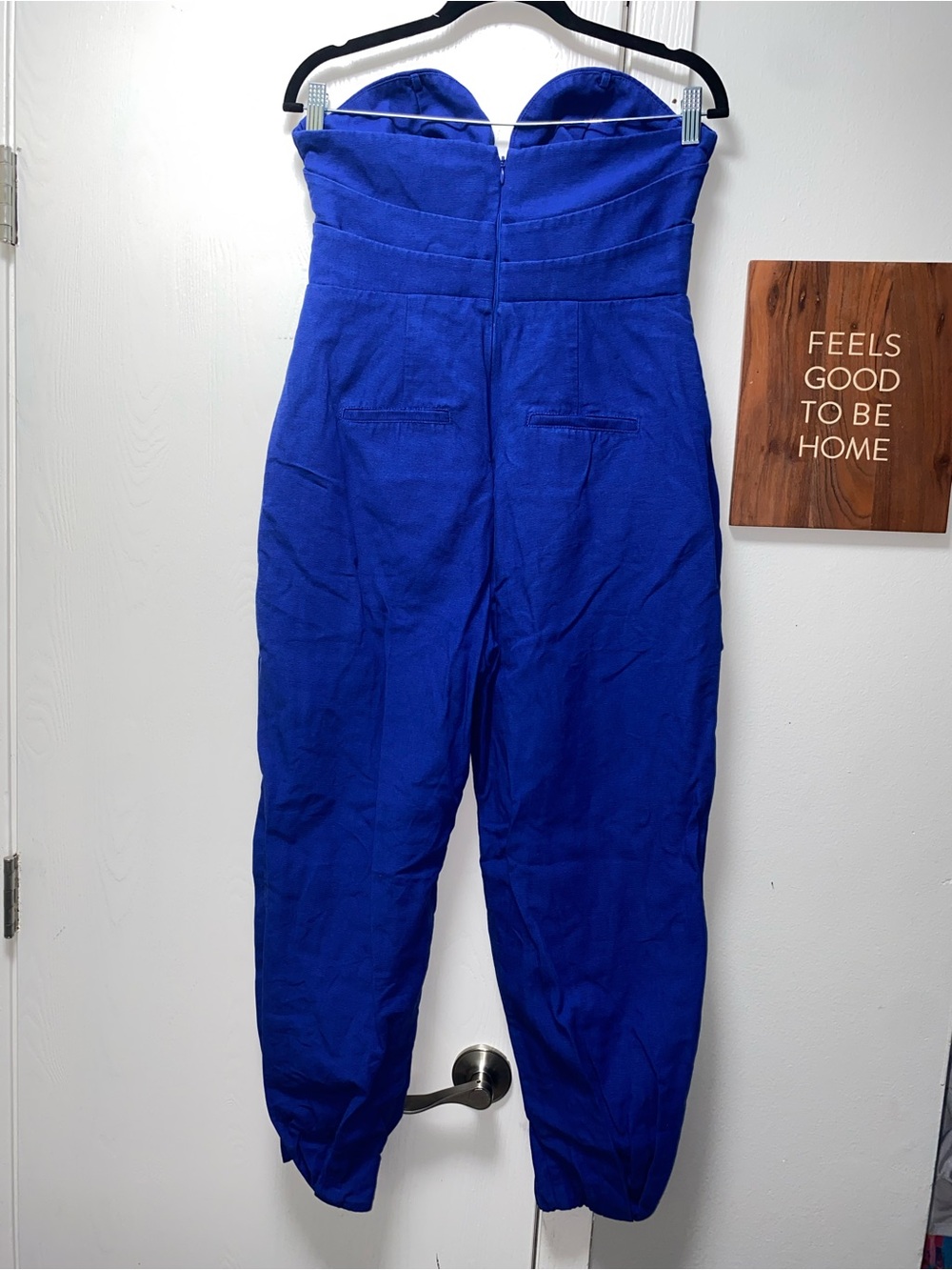 FARM Rio Cobalt Blue Strapless Jumpsuit Sweetheart Bust Size Medium - Picture 10 of 16